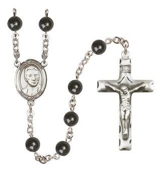 Silver-Plated 7mm Saint Eugene de Mazenod  Engraved Catholic Rosaries