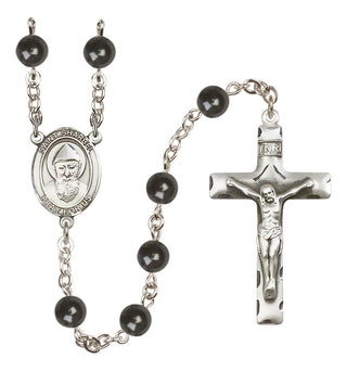 Silver-Plated 7mm Saint Sharbel  Engraved Catholic Rosaries