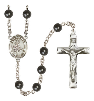Silver Plated 7mm Black Saint Remigius of Reims Rosary