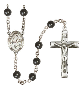 Silver Plated 7mm Black Our Lady of Good Counsel Rosary