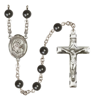 Silver Plated 7mm Black Our Lady of Mercy Rosary