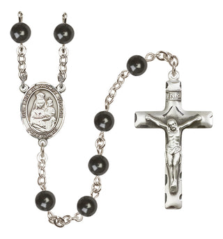 Silver Plated 7mm Black Our Lady of Prompt Succor Rosary