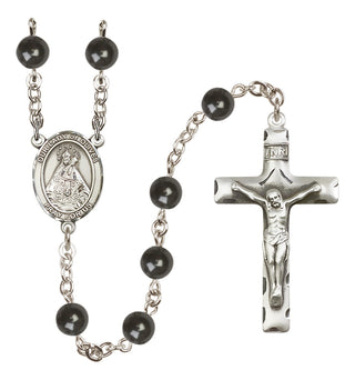 Silver Plated 7mm Black Our Lady of Olives Rosary