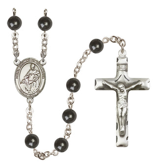 Silver Plated 7mm Black Saint Thomas of Villanova Rosary