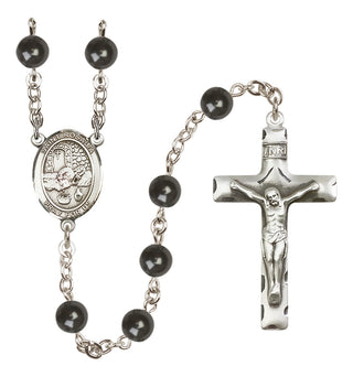 Silver-Plated 7mm Saint Rosalia  Engraved Catholic Rosaries