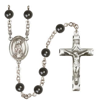 Silver-Plated 7mm Saint Ronan  Engraved Catholic Rosaries