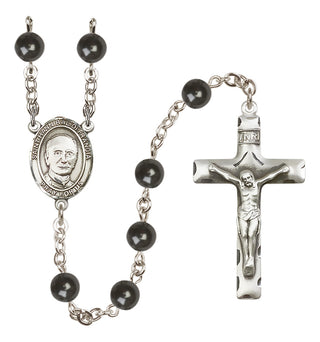 Silver Plated 7mm Black Saint Hannibal Rosary