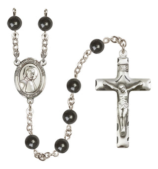 Silver Plated 7mm Black Saint Edmund Campion Rosary