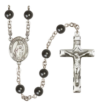 Silver-Plated 7mm Saint Catherine of Alexandria  Engraved Catholic Rosaries