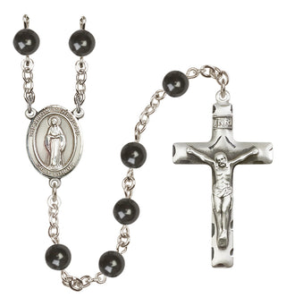 Silver Plated 7mm Black Virgin of the Globe Rosary