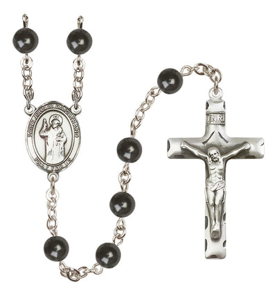 Silver Plated 7mm Black St. John of Capistrano Rosary
