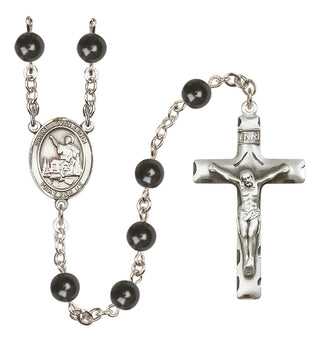 Silver-Plated 7mm Saint John Licci  Engraved Catholic Rosaries