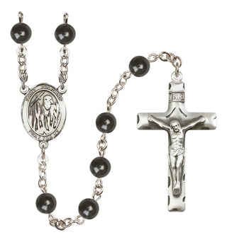 Silver Plated 7mm Black Saint Polycarp of Smyrna Rosary