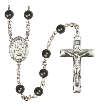 Silver Plated 7mm Black Saint Frances of Rome Rosary