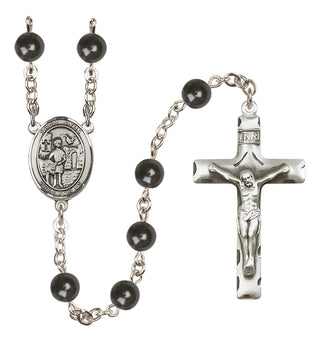 Silver-Plated 7mm Saint Vitus  Engraved Catholic Rosaries
