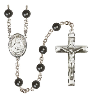 Silver Plated 7mm Black Saint Rose Philippine Duchesne Rosary