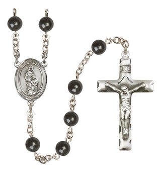 Silver-Plated 7mm Saint Anne  Engraved Catholic Rosaries