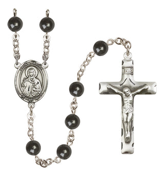 Silver Plated 7mm Black Saint Marina Rosary