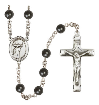 Silver-Plated 7mm Saint Aidan of Lindesfarne  Engraved Catholic Rosaries