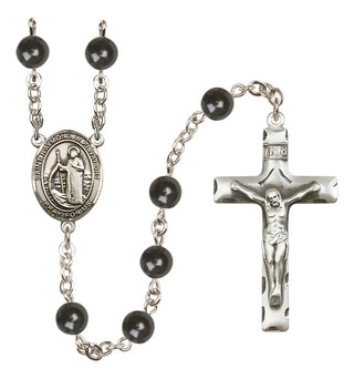Silver-Plated 7mm Saint Raymond of Penafort  Engraved Catholic Rosaries