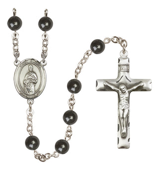 Silver Plated 7mm Black Saint Eligius Rosary