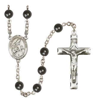 Silver Plated 7mm Black Saint Margaret of Scotland Rosary
