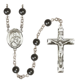 Silver-Plated 7mm Saint Viator of Bergamo  Engraved Catholic Rosaries