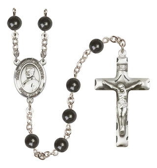 Silver Plated 7mm Black Saint Andre Bessette Rosary