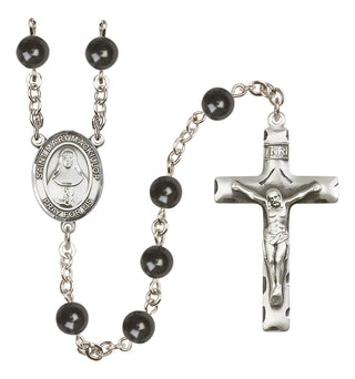 Silver Plated 7mm Black Saint Mary Mackillop Rosary