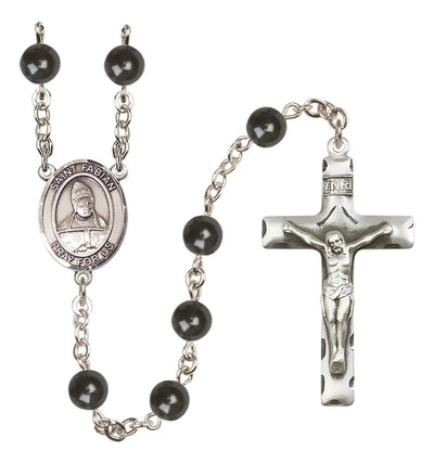 Silver-Plated 7mm St. Fabian Rosary | Engravable