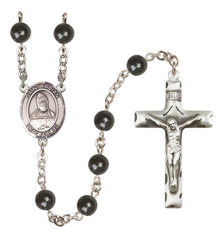 Silver Plated 7mm Black Saint Fabian Rosary