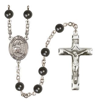 Silver-Plated 7mm Saint Ephrem  Engraved Catholic Rosaries