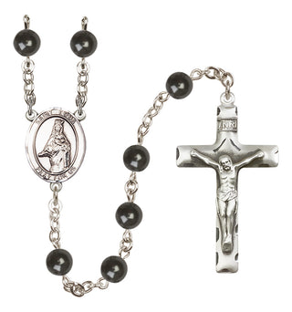 Silver-Plated 7mm Saint Emma Uffing  Engraved Catholic Rosaries