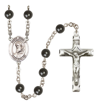Silver Plated 7mm Black Pope Pius V Rosary