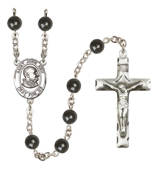 Silver Plated 7mm Black Saint John Xxiii Rosary