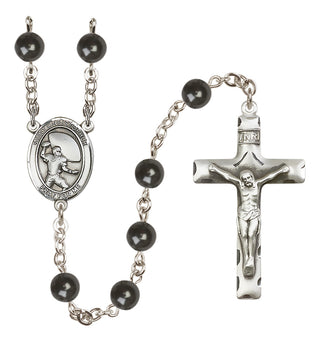 Silver-Plated 7mm Saint Christopher / Football Rosary