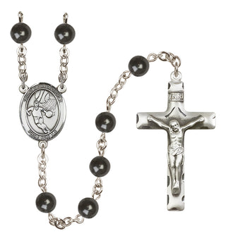 Silver-Plated 7mm Saint Christopher/Basketball Rosary