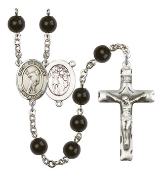 Saint Sebastian and Lacrosse Rosary with Black Onyx Beads