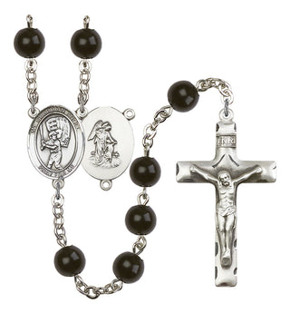 Guardian Angel and Baseball Rosary with Black Onyx Beads