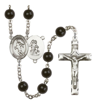 Guardian Angel and Track&Field Rosary with Black Onyx Beads