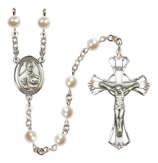 Silver-Plated 6mm Saint Albert the Great  Engraved Catholic Rosaries