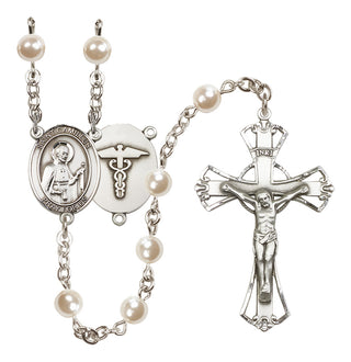 Silver-Plated 6mm Saint Camillus of Lellis / Nurse Rosary