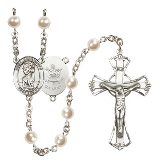 Silver-Plated 6mm Saint Christopher / Army Rosary