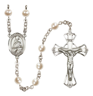 Silver Plated 6mm Faux Pearl Saint Daniel Rosary