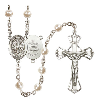 Silver-Plated 6mm Saint George / Army Rosary