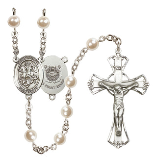 Silver-Plated 6mm Saint George / Coast Guard Rosary
