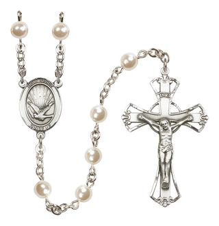 Silver Plated 6mm Faux Pearl Holy Spirit Rosary