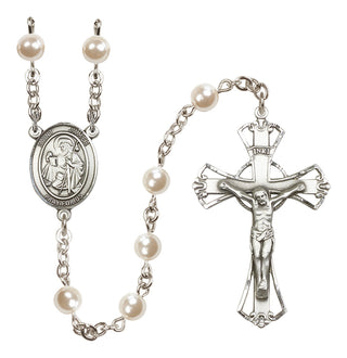 Silver Plated 6mm Faux Pearl Saint James the Greater Rosary