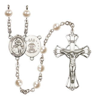Silver-Plated 6mm Saint Joan of Arc / Air Force Rosary