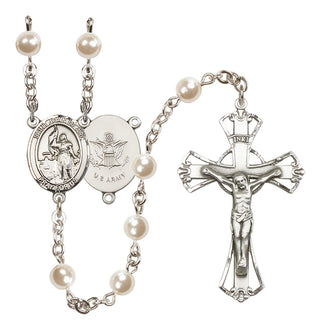 Silver-Plated 6mm Saint Joan of Arc / Army Rosary